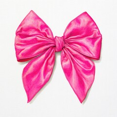 Pink ribbon bow. Centered composition and vivid color express joy and light-heartedness.