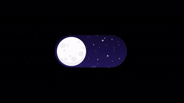 Day and night toggle button animation. A button that switches day to night mode Sun and moon, light and dark mode switch button