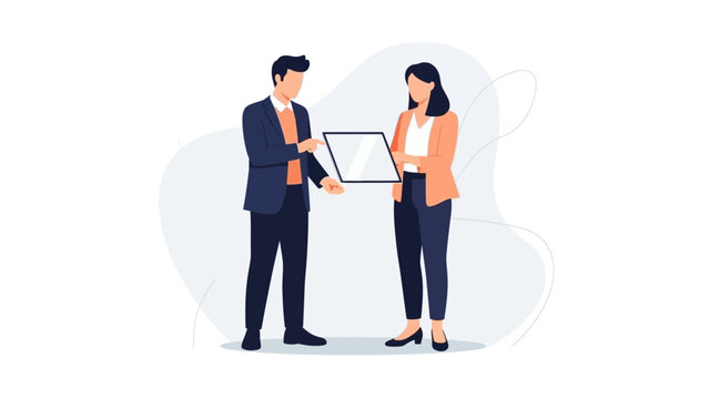 business professionals exchanging a document during a formal meeting or presentation - Powered by Adobe