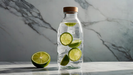 Obraz premium bottle of water with lime