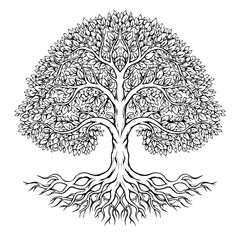 Intricate tree with deep roots