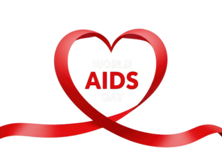 Aids awareness heart ribbon isolated