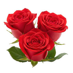 Naklejka premium Three vibrant red roses isolated on transparent background