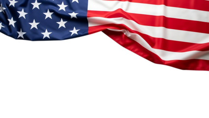 American flag waving isolated on transparent background