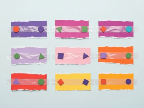 Colorful shapes on tattered paper - Powered by Adobe