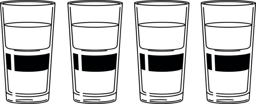Vector Illustration Set of Four Layered Shot Glasses