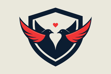 Flat Vector Illustration of Two Bird Silhouettes in a Simple and Clean Natural Composition