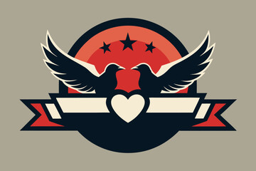 Flat Emblem Style Vector Illustration Featuring Two Birds for Brand Identity and Logo Design
