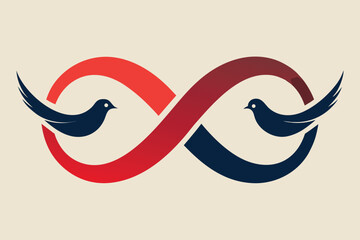 Flat Vector Illustration of Two Elegant Birds in a Graceful and Fluid Graphic Style