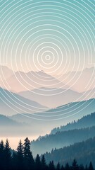 Modern geometric circles wallpaper, perfectly aligned concentric circles, soft gradient lighting, calm minimal aesthetic, full screen vertical phone wallpaper, ultra-detailed 4K, no text