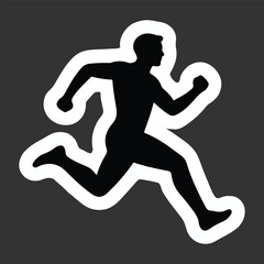 Silhouette of a man running and jumping over an obstacle. Parkour and free running vector icon. Minimalist graphic for sport and business challenge concepts