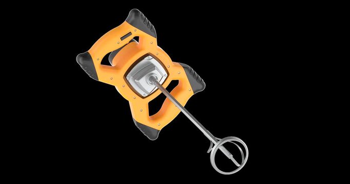 Electric paddle mixer rotation animation seamlessly loopable. 3D rendering isolated on transparent background