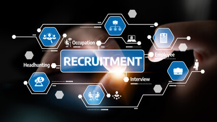 Conceptual image representing digital recruitment and headhunting, highlighting aspects like job...