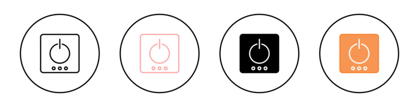 Power Button Icon Set &ndash; On Off Switch, Start Shutdown and System Control Symbols
