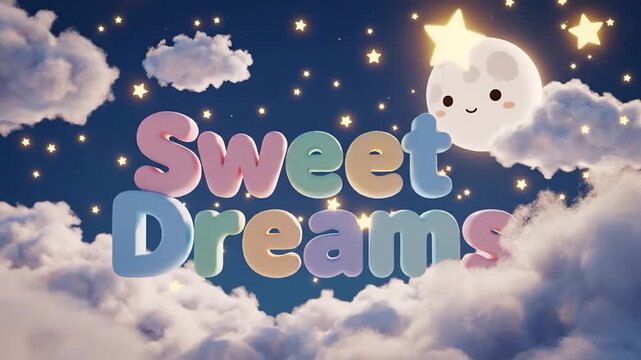 Sweet Dreams Animation - Cute Moon and Stars for Sleepy Time.