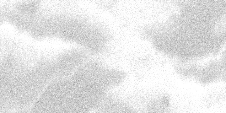 Distressed smoke stipple effect, organic static nebula shape with scattered black dot gradient and dirty artistic ink mark overlay, vector illustration