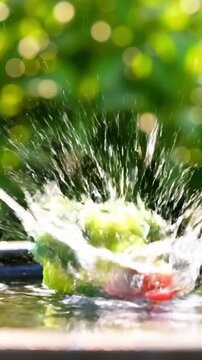 Lovebird Drinking Water From Birdbath in Garden