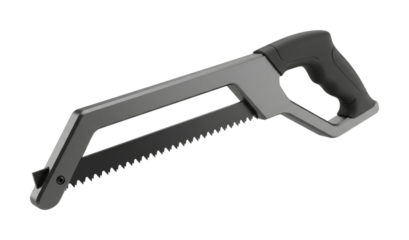 This professional hacksaw tool features a durable metal frame and ergonomic handle, ideal for precise cutting tasks in various construction projects.