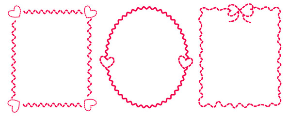 Whimsical HeartShaped Frames Collection with Zigzag Edges and Bow Design