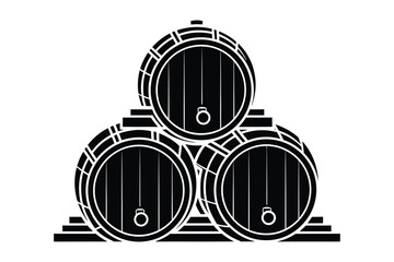 Stacked Wooden Barrels for Wine Whiskey and Beer Storage