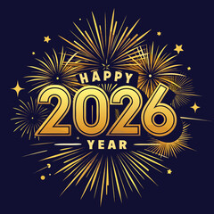 Golden Fireworks New Year 2026