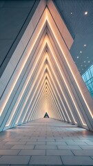 Abstract triangle geometry wallpaper, layered triangular shapes with depth, soft lighting and shadows, modern clean aesthetic, full screen vertical 4K wallpaper, no text