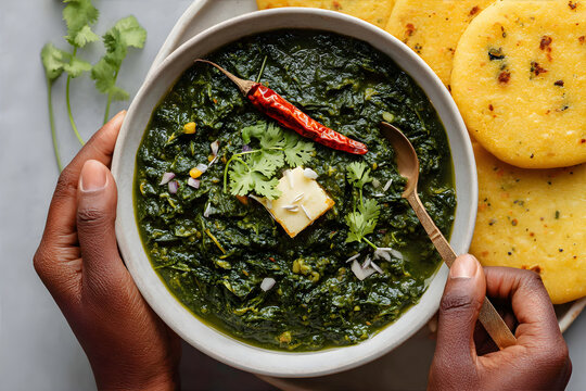 Lohri Makki di Roti traditional Punjabi cornmeal flatbreads for Lohri festival celebrations. erved with thick vegetable curry Sarson da Saag.