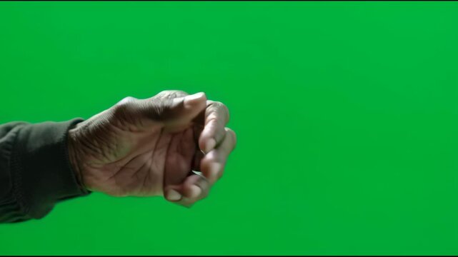 Hand Gestures on Green Screen Background.