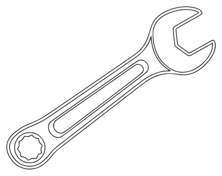 outline of wrench on a , drawing, nut, outline, against transparent background