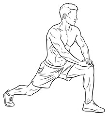 Fototapeta premium a black and white illustration of a man running, ball, black, drawing, illustration, man, run, against transparent background