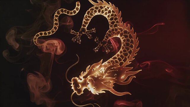 Golden chinese dragon celebrating lunar new year