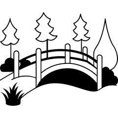 illustration of a bridge in the forest