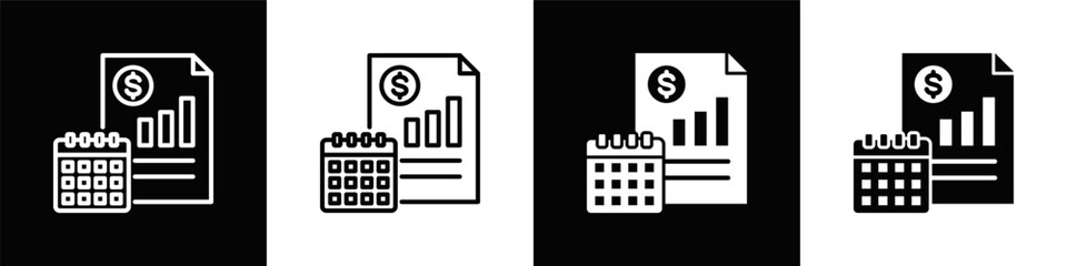 Financial Planning Icon White And Black Background Style