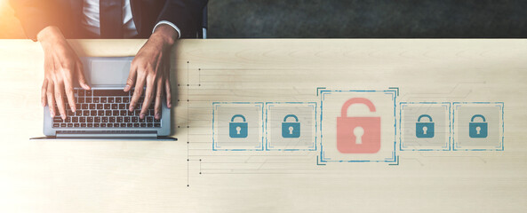 Digital security concept illustrating a cybersecurity breach, with a red unlocked padlock indicating data exposure among secure systems, emphasizing system vulnerability and risk Vouch