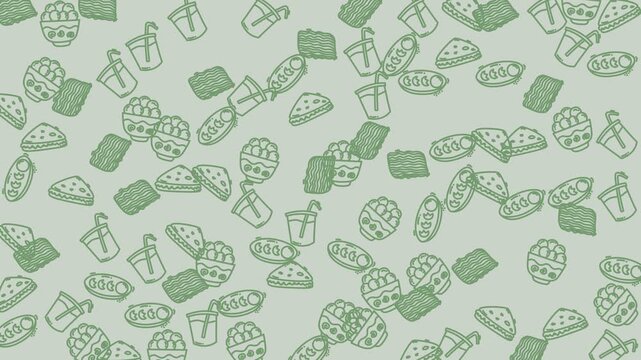 Scattered pattern of tacos, drinks, and food items. Perfect for mexican restaurant menus, food blog backgrounds, and festive party invitations.