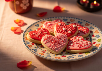 Romantic Valentine’s Day Celebration with Loving Couple and Warm Red Aesthetic