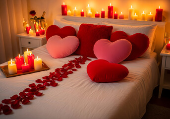 Romantic Valentine’s Day Celebration with Loving Couple and Warm Red Aesthetic