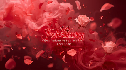 Romantic Valentine&rsquo;s Day Celebration with Loving Couple and Warm Red Aesthetic