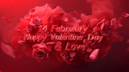 Romantic Valentine&rsquo;s Day Celebration with Loving Couple and Warm Red Aesthetic