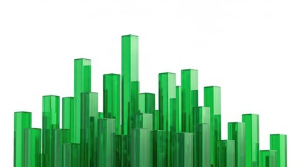 Abstract Green Crystal Towers on White Background