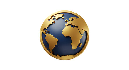 Fototapeta premium 3D Stylized Globe Earth Icon, Transparent Background