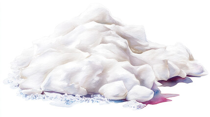 Abstract white rock salt watercolor illustration, showing pure crystalline forms with vibrant blue and purple shadows, mineral texture.