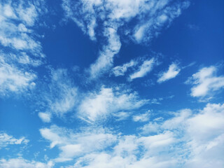 Fototapeta premium Blue Sky with Scattered White Clouds Natural Background