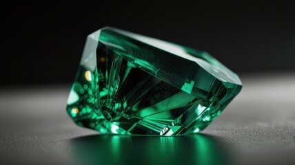 Asymmetrical Translucent Emerald Green Glowing Crystal Background Banner