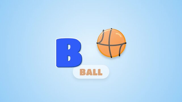 Letter B Alphabet Animation With Basketball Icon for Kids Education