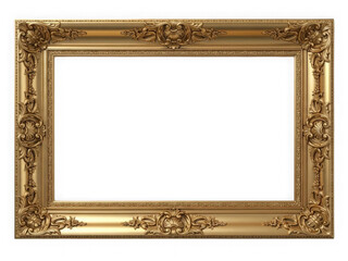 Elegant gold ornate picture frame with intricate carvings