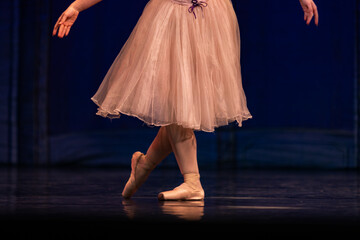 Closeup of ballerinas dancing on stage. © Ruslan