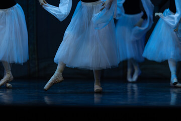 Closeup of ballerinas dancing on stage. © Ruslan