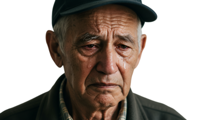 Elderly man wearing cap, portrait for profile picture or senior citizen concept Isolated On Transparent Background