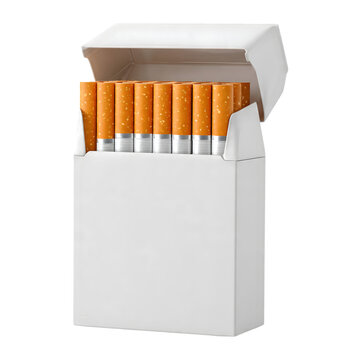 Open white generic cigarette pack box isolated on transparent background